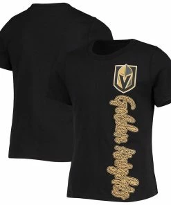 Alternative view of Girls Youth Black Vegas Golden Knights Chenille Script T-Shirt