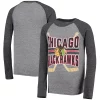 Youth Heathered Gray/Heathered Black Chicago Blackhawks Square Up Raglan Tri-Blend Long Sleeve T-Shirt