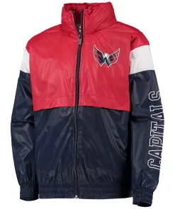 Youth Red/Navy Washington Capitals Goal Line Full-Zip Hoodie Windbreaker Jacket -MLB Shop 5629854 ALT2