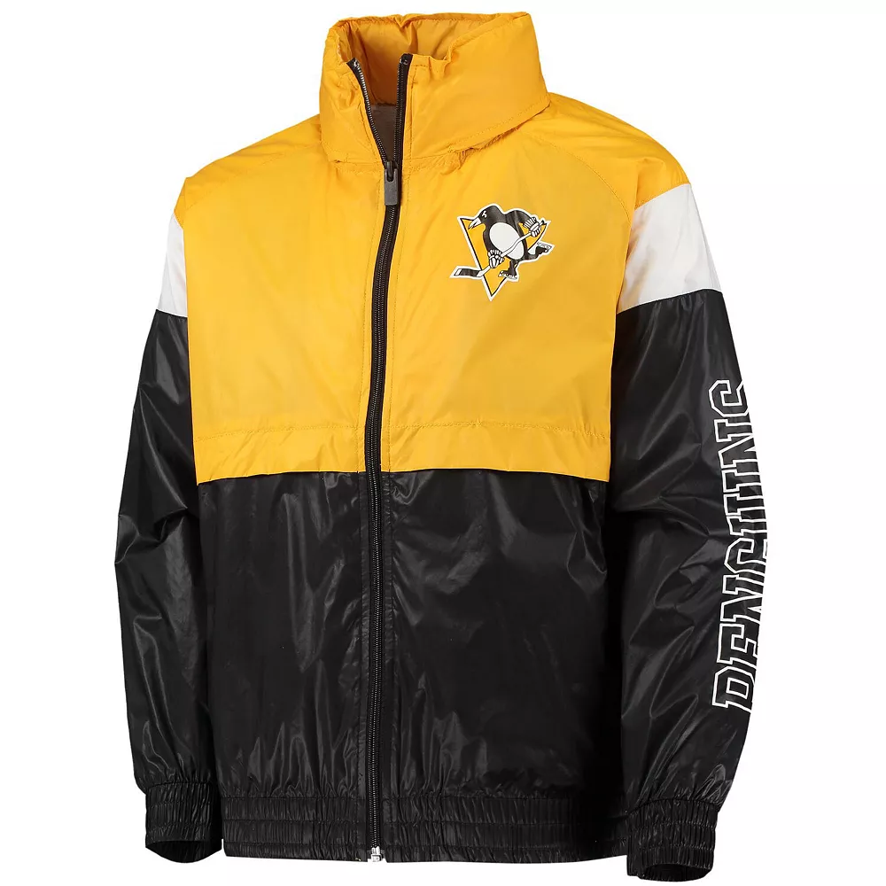 Youth Gold/Black Pittsburgh Penguins Goal Line Full-Zip Hoodie Windbreaker Jacket 3 Youth Gold/Black Pittsburgh Penguins Goal Line Full-Zip Hoodie Windbreaker Jacket - Image 3