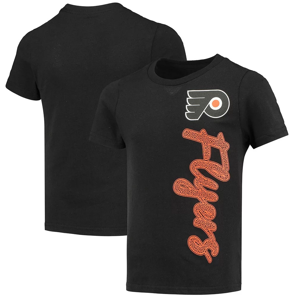 Girls Youth Black Philadelphia Flyers Chenille Script T-Shirt 2 Girls Youth Black Philadelphia Flyers Chenille Script T-Shirt - Image 2