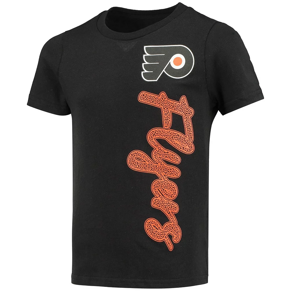 Girls Youth Black Philadelphia Flyers Chenille Script T-Shirt 3 Girls Youth Black Philadelphia Flyers Chenille Script T-Shirt - Image 3