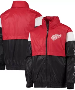 Youth Red/Black Detroit Red Wings Goal Line Full-Zip Hoodie Windbreaker Jacket
