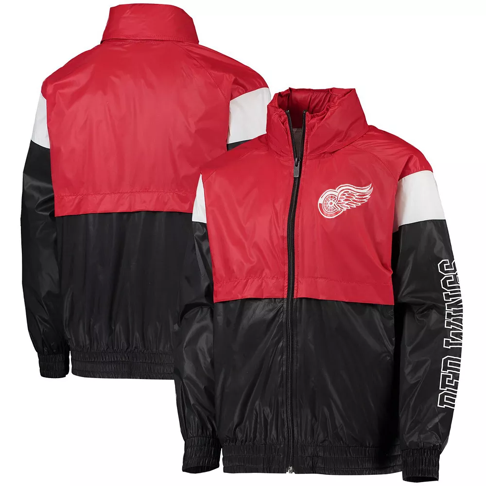 Youth Red/Black Detroit Red Wings Goal Line Full-Zip Hoodie Windbreaker Jacket 1 Youth Red/Black Detroit Red Wings Goal Line Full-Zip Hoodie Windbreaker Jacket