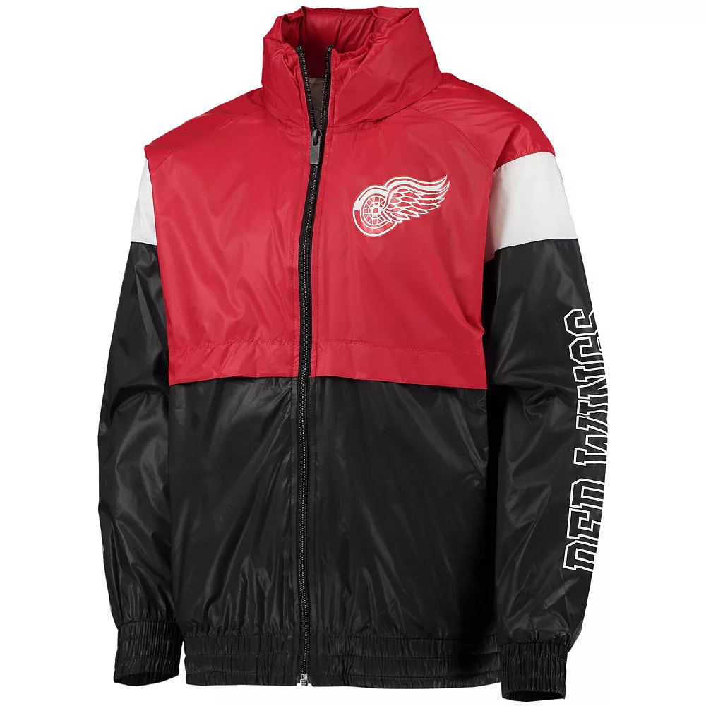 Youth Red/Black Detroit Red Wings Goal Line Full-Zip Hoodie Windbreaker Jacket 3 Youth Red/Black Detroit Red Wings Goal Line Full-Zip Hoodie Windbreaker Jacket - Image 3