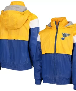 Youth Gold/Blue St. Louis Blues Goal Line Full-Zip Hoodie Windbreaker Jacket