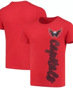 Alternative view of Girls Youth Red Washington Capitals Chenille Script T-Shirt