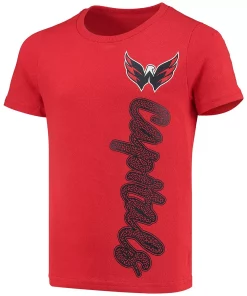 Girls Youth Red Washington Capitals Chenille Script T-Shirt -MLB Shop 5631445 ALT2