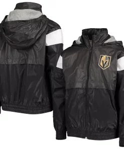 Youth Charcoal/Black Vegas Golden Knights Goal Line Full-Zip Hoodie Windbreaker Jacket