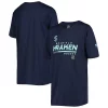 Girls Youth Deep Sea Blue Seattle Kraken Chenille Script T-Shirt