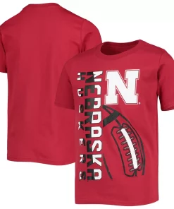Youth Scarlet Nebraska Huskers Encore Play Football T-Shirt