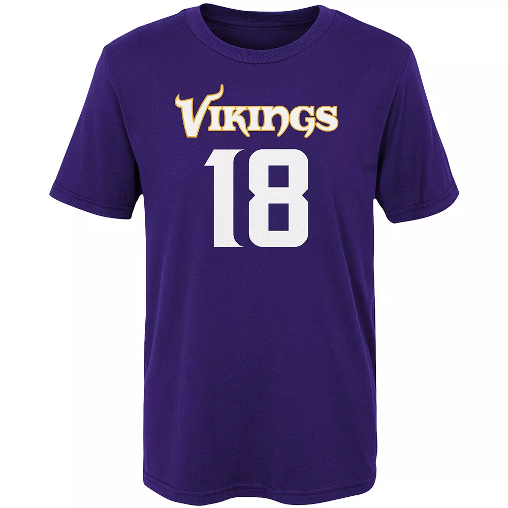Preschool Justin Jefferson Purple Minnesota Vikings Mainliner Player Name & Number T-Shirt 3 Preschool Justin Jefferson Purple Minnesota Vikings Mainliner Player Name & Number T-Shirt - Image 3