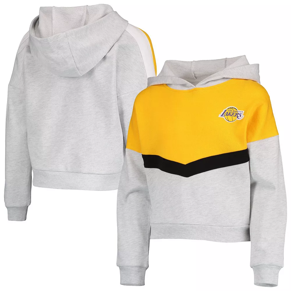 Girls Youth Heathered Gray Los Angeles Lakers All Yours Pullover Hoodie 1 Girls Youth Heathered Gray Los Angeles Lakers All Yours Pullover Hoodie