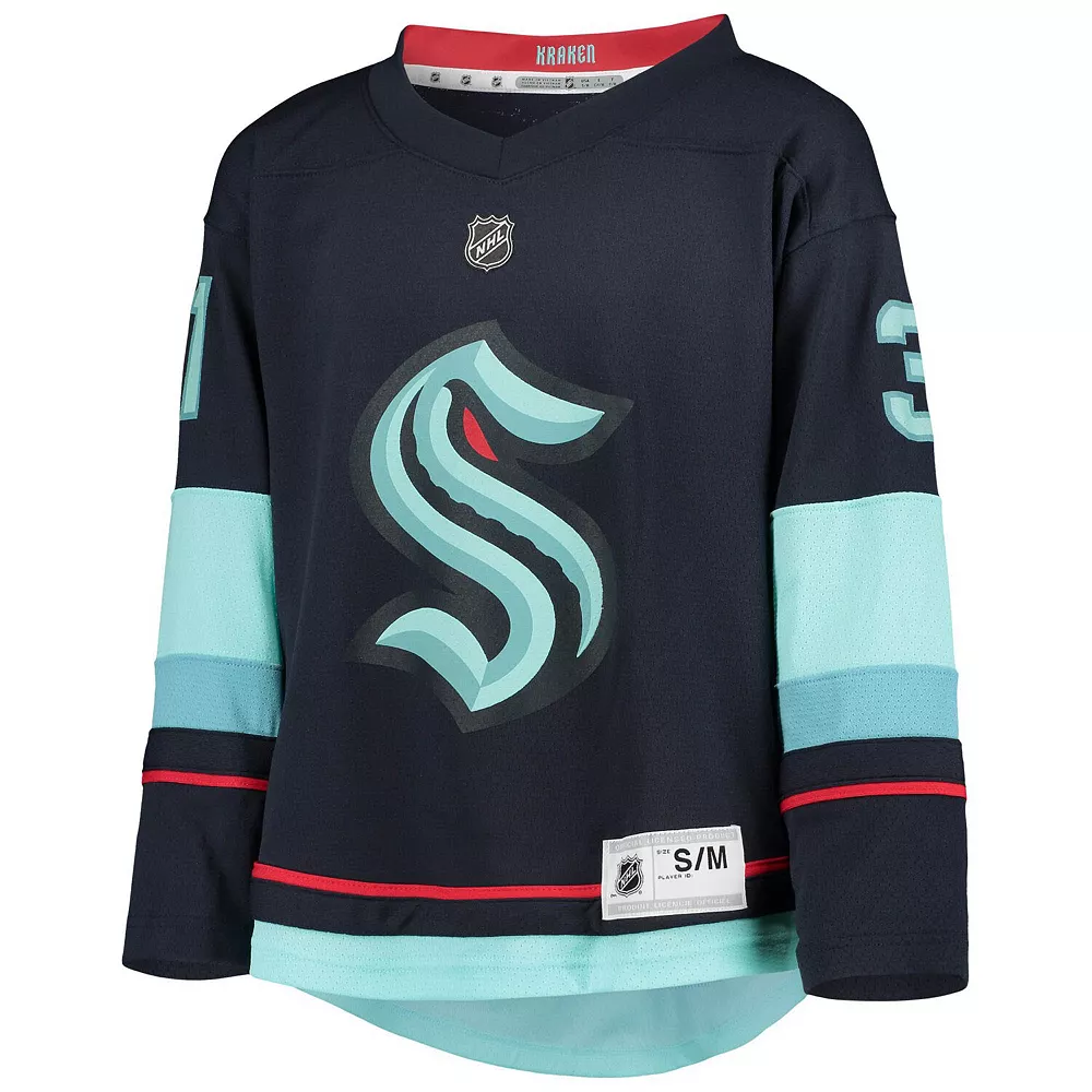 Youth Philipp Grubauer Deep Sea Blue Seattle Kraken Home Replica Player Jersey 3 Youth Philipp Grubauer Deep Sea Blue Seattle Kraken Home Replica Player Jersey - Image 3