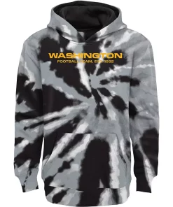 Youth Black Washington Football Team Team Tie-Dye Pullover Hoodie