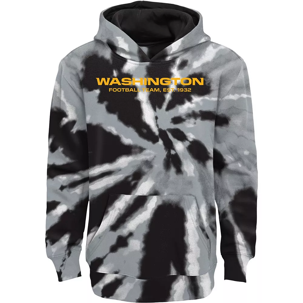 Youth Black Washington Football Team Team Tie-Dye Pullover Hoodie 1 Youth Black Washington Football Team Team Tie-Dye Pullover Hoodie