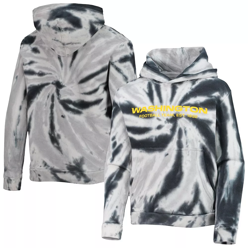 Youth Black Washington Football Team Team Tie-Dye Pullover Hoodie 2 Youth Black Washington Football Team Team Tie-Dye Pullover Hoodie - Image 2