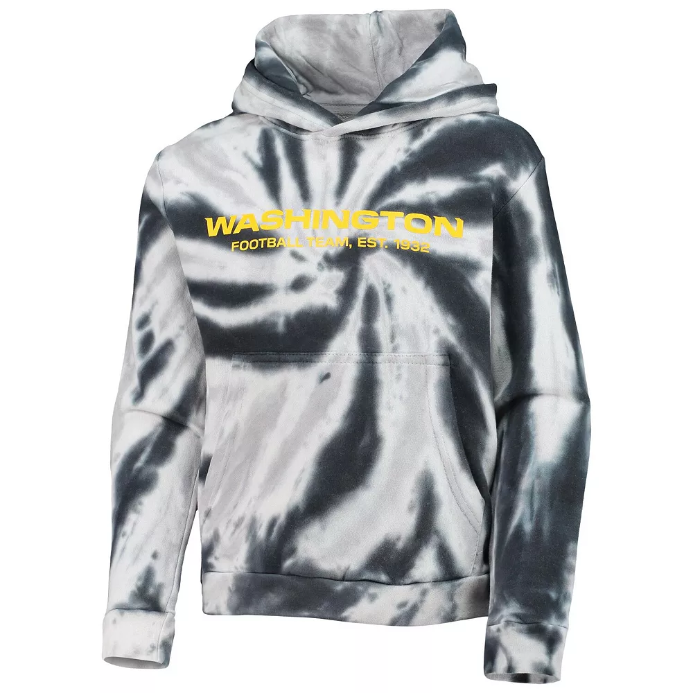 Youth Black Washington Football Team Team Tie-Dye Pullover Hoodie 3 Youth Black Washington Football Team Team Tie-Dye Pullover Hoodie - Image 3
