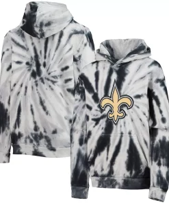 Youth Black New Orleans Saints Team Tie-Dye Pullover Hoodie -MLB Shop 5683715 ALT