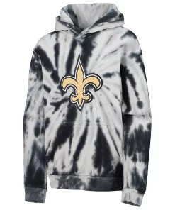 Youth Black New Orleans Saints Team Tie-Dye Pullover Hoodie -MLB Shop 5683715 ALT2