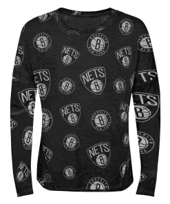 Girls Youth Black Brooklyn Nets Back in Action Long Sleeve T-Shirt