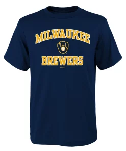 Youth Navy Milwaukee Brewers Heart And Soul T-Shirt