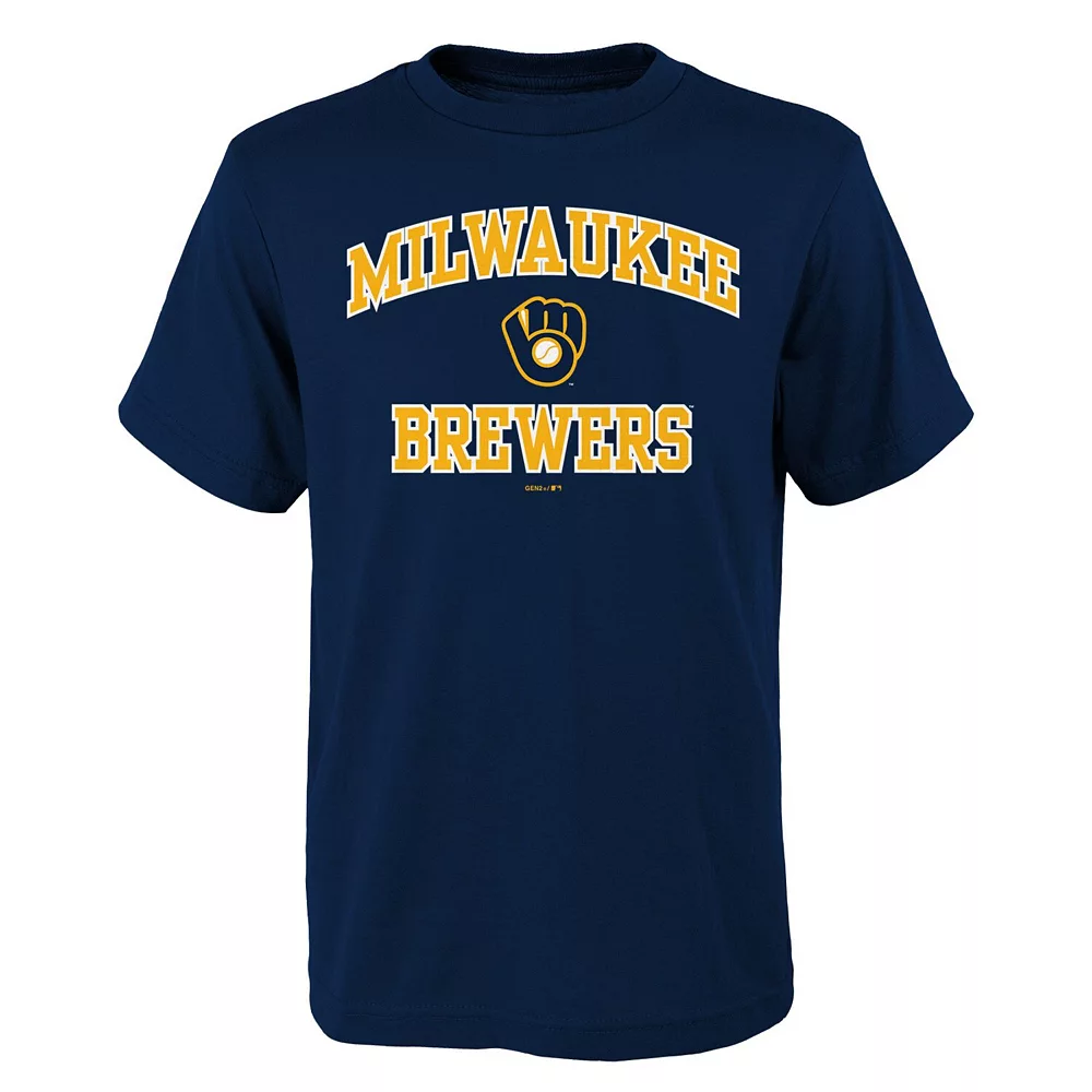 Youth Navy Milwaukee Brewers Heart And Soul T-Shirt 1 Youth Navy Milwaukee Brewers Heart And Soul T-Shirt