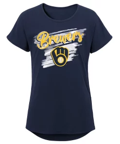 Girls Youth Navy Milwaukee Brewers Dream Scoop-Neck T-Shirt