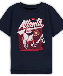 Toddler Navy Atlanta Braves On the Fence T-Shirt