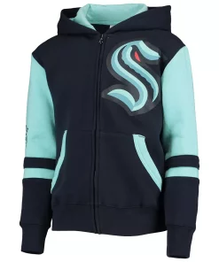 Youth Deep Sea Blue Seattle Kraken Faceoff Color-Blocked Full-Zip Hoodie 5 Youth Deep Sea Blue Seattle Kraken Faceoff Color-Blocked Full-Zip Hoodie -MLB Shop 5704721 ALT2