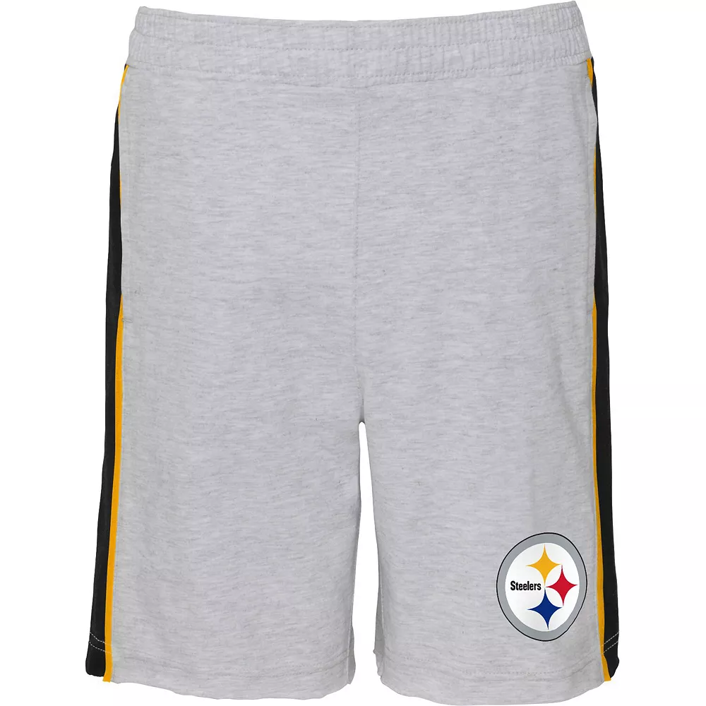 Youth Heathered Gray Pittsburgh Steelers Wingback Shorts 1 Youth Heathered Gray Pittsburgh Steelers Wingback Shorts