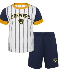Toddler White/Navy Milwaukee Brewers Position Player T-Shirt & Shorts Set