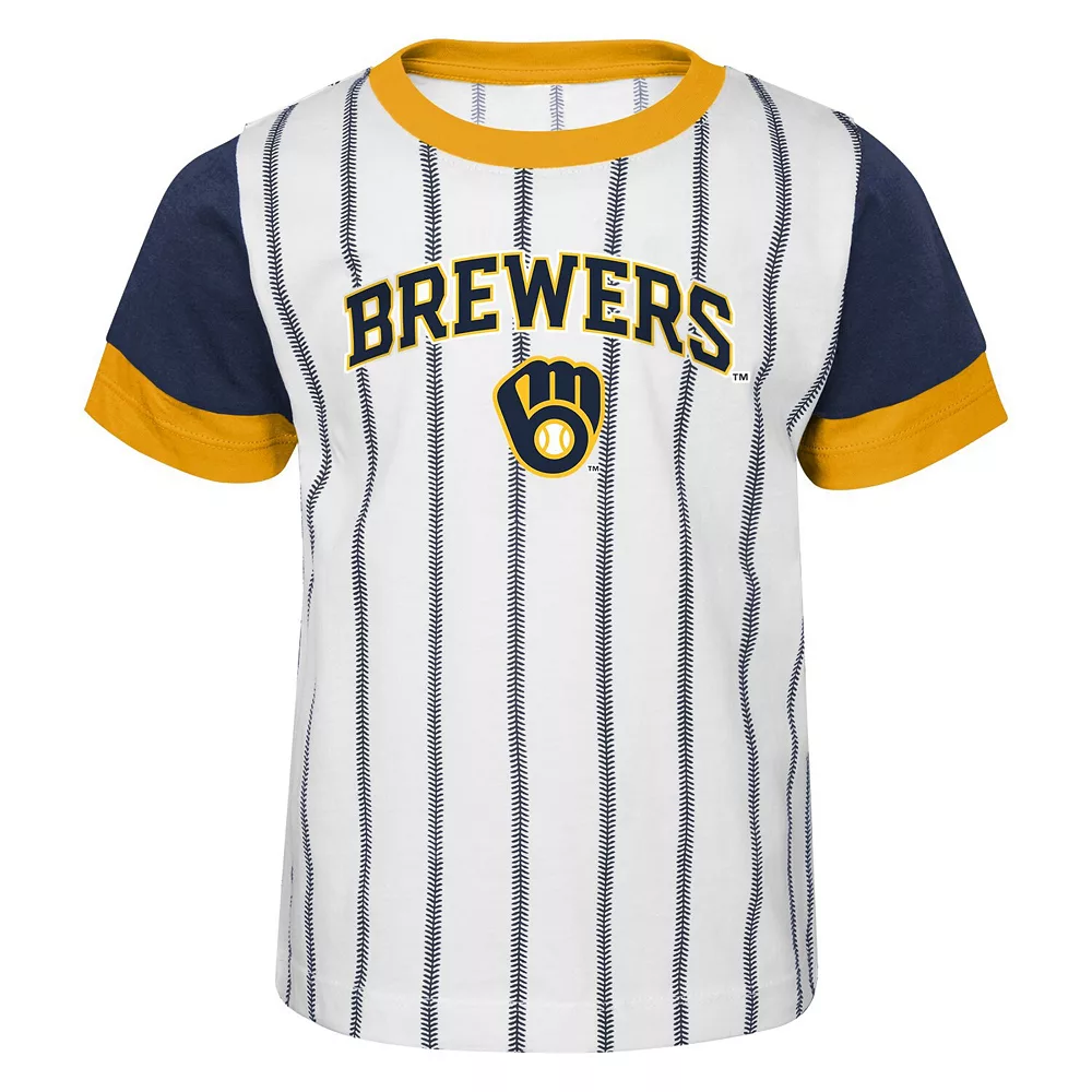 Toddler White/Navy Milwaukee Brewers Position Player T-Shirt & Shorts Set 3 Toddler White/Navy Milwaukee Brewers Position Player T-Shirt & Shorts Set - Image 3