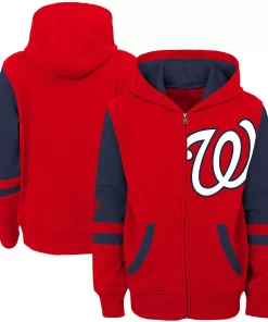 Youth Red Washington Nationals Stadium Color-Block Full-Zip Hoodie
