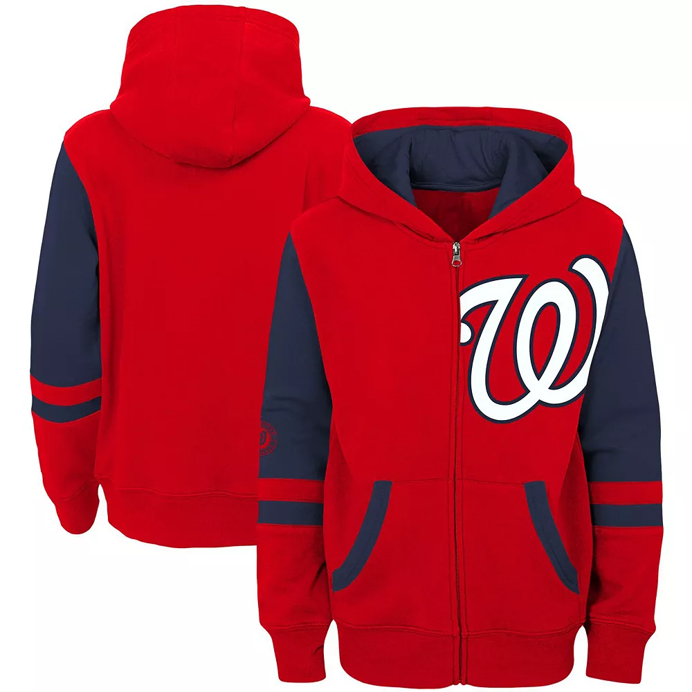Youth Red Washington Nationals Stadium Color-Block Full-Zip Hoodie 1 Youth Red Washington Nationals Stadium Color-Block Full-Zip Hoodie