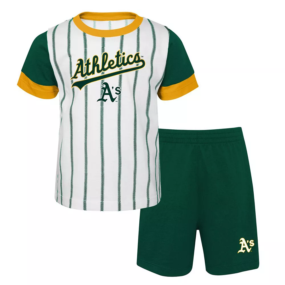 Toddler White/Green Oakland Athletics Position Player T-Shirt & Shorts Set 2 Toddler White/Green Oakland Athletics Position Player T-Shirt & Shorts Set - Image 2