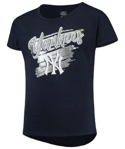 Alternative view of Girls Youth Navy New York Yankees Dream Scoop-Neck T-Shirt