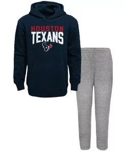 Toddler Navy/Heathered Gray Houston Texans Fan Flare Pullover Hoodie & Sweatpants Set