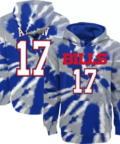 Youth Josh Allen Royal Buffalo Bills Tie-Dye Name & Number Pullover Hoodie