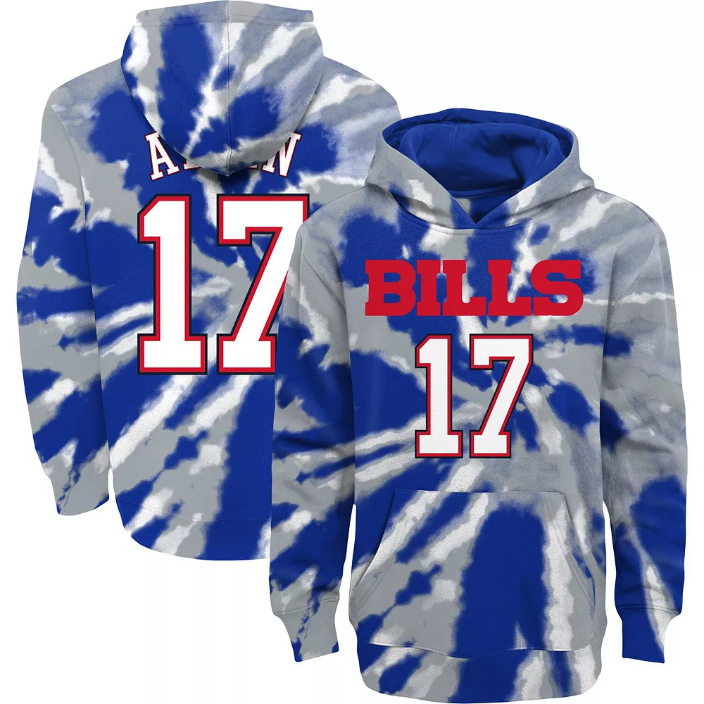 Youth Josh Allen Royal Buffalo Bills Tie-Dye Name & Number Pullover Hoodie 2 Youth Josh Allen Royal Buffalo Bills Tie-Dye Name & Number Pullover Hoodie - Image 2