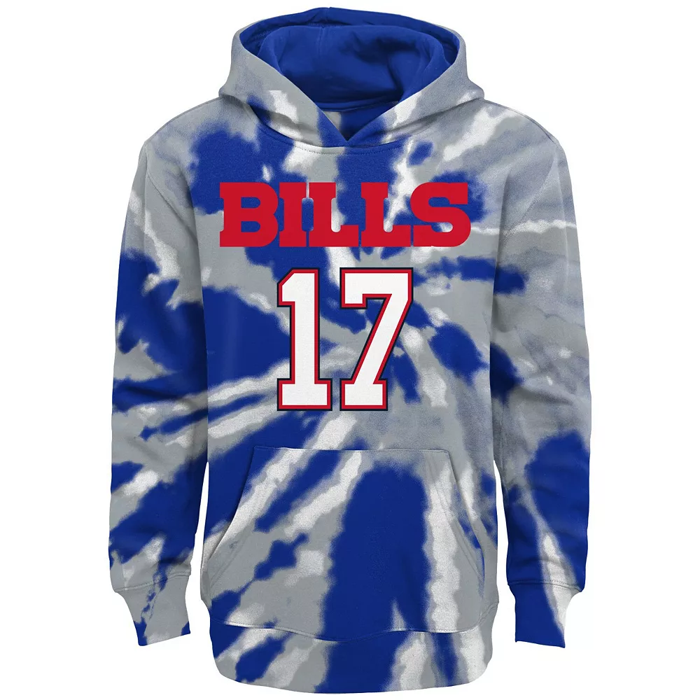 Youth Josh Allen Royal Buffalo Bills Tie-Dye Name & Number Pullover Hoodie 3 Youth Josh Allen Royal Buffalo Bills Tie-Dye Name & Number Pullover Hoodie - Image 3