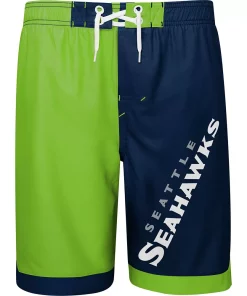 Youth Neon Green/College Navy Seattle Seahawks Conch Bay Board Shorts