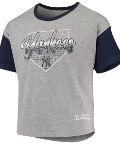 Girls Youth Heathered Gray New York Yankees Bleachers T-Shirt -MLB Shop 5751848 ALT2