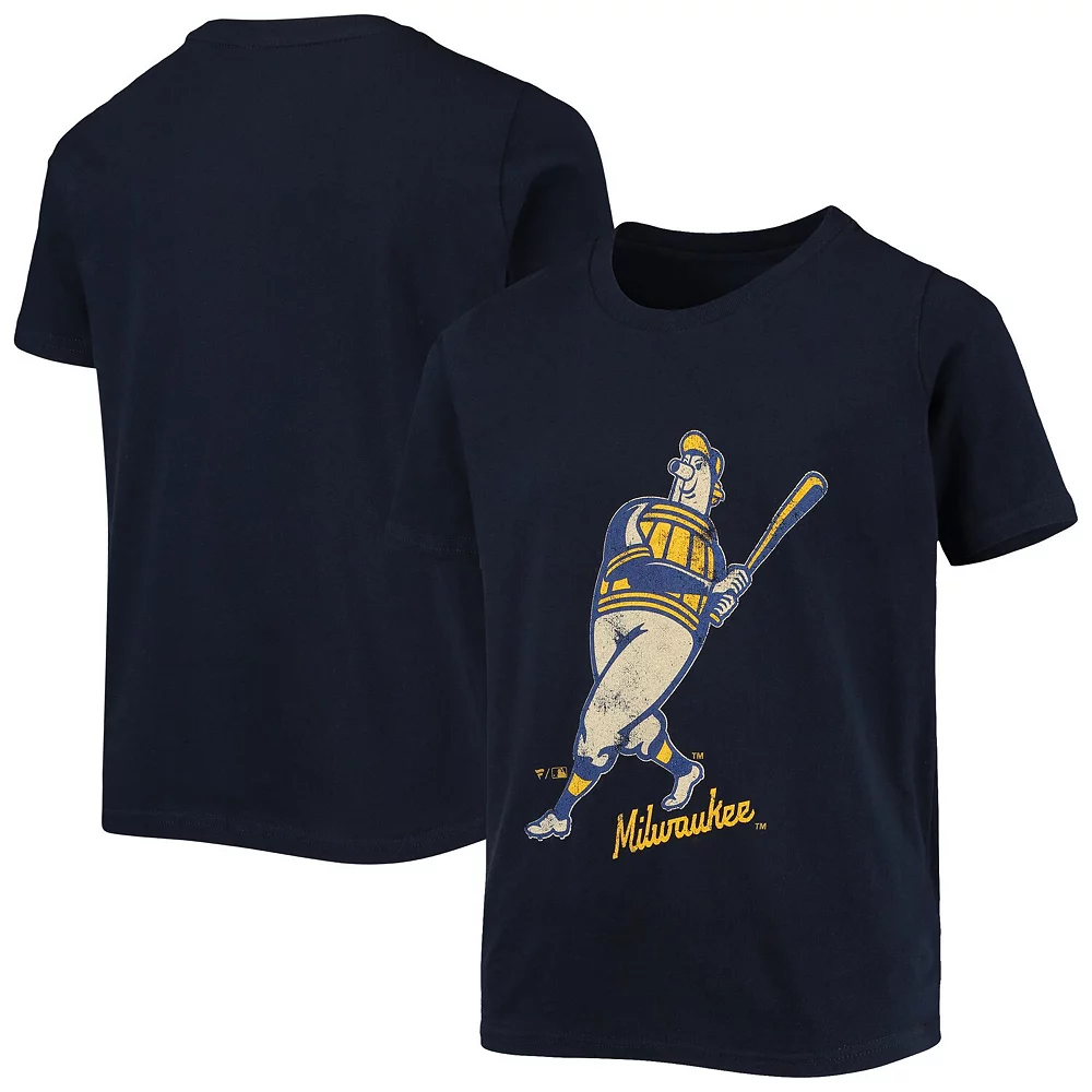 Youth Navy Milwaukee Brewers Cooperstown Collection Paint The Black T-Shirt 2 Youth Navy Milwaukee Brewers Cooperstown Collection Paint The Black T-Shirt - Image 2