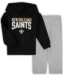 Toddler Black/Gray New Orleans Saints Fan Flare Pullover Hoodie and Sweatpants Set