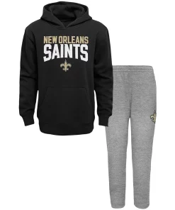 Alternative view of Toddler Black/Gray New Orleans Saints Fan Flare Pullover Hoodie and Sweatpants Set
