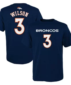 Youth Russell Wilson Navy Denver Broncos Mainliner Player Name & Number T-Shirt