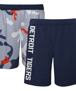 Alternative view of Youth Navy Detroit Tigers Camo Newsies Active Shorts