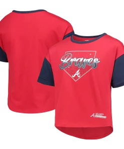 Alternative view of Girls Youth Red Atlanta Braves Bleachers T-Shirt