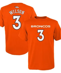 Youth Russell Wilson Orange Denver Broncos Mainliner Player Name & Number T-Shirt